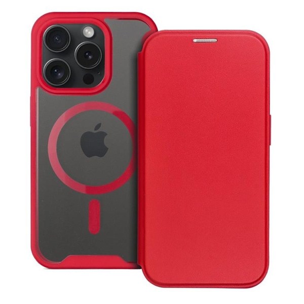 iPhone 15 Pro Max Pung Taske Magsafe Smart - Rød