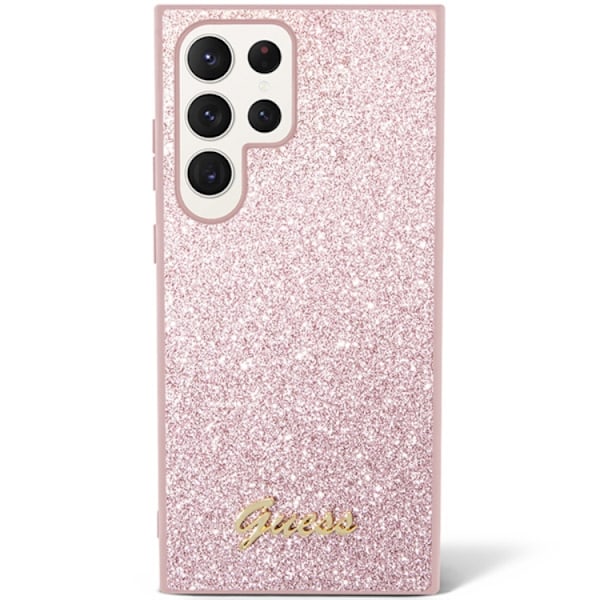 Guess Galaxy S24 Ultra Mobilskal Glitter Script - Rosa