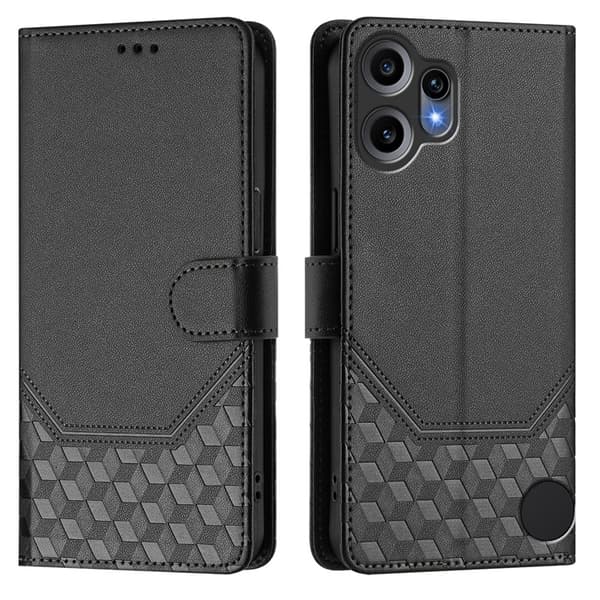 Nothing CMF Phone 2 Pro Konstläder Plånboksfodral Honeycomb RFID-Skydd Svart