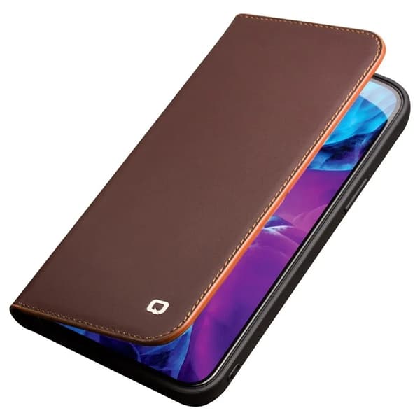 QIALINO iPhone 13 Pro Max Plånboksfodral Äkta läder - Brun Brun