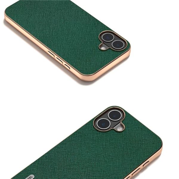 ABEEL Mobilskal till iPhone 16 Äkta Läder Electroplating - Grön Grön