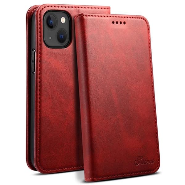 SUTENI iPhone 14 Plus Plånboksfodral Magnetic Kickstand - Röd Röd