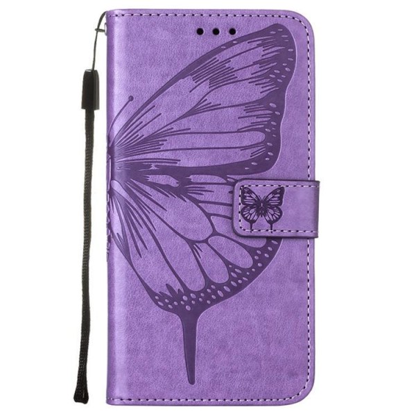 Butterfly Flower Imprinted Plånboksfodral Xiaomi 12 Pro - Lila