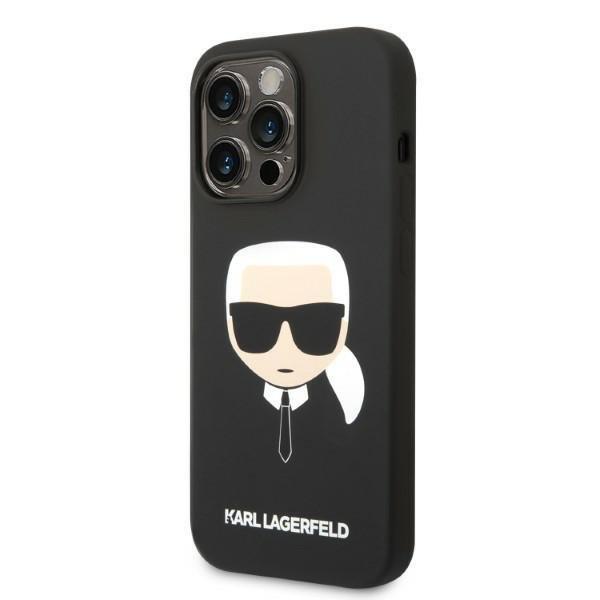 Karl Lagerfeld iPhone 14 Pro Skal Magsafe Silicone Karl`s Head - Svart