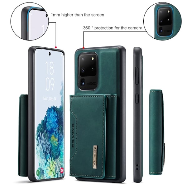 DG.MING M2 Series Tri-Fold Wallet Mobilskal för Samsung Galaxy S20 Ultra - Grön