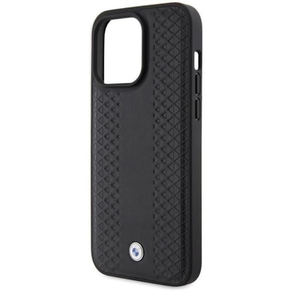 BMW iPhone 15 Pro Max Mobilskal Läder Diamond Pattern - Musta Black