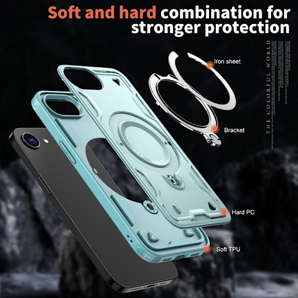 Mobilskal till iPhone 16e Militärskydd Plast Kickstand - Blå