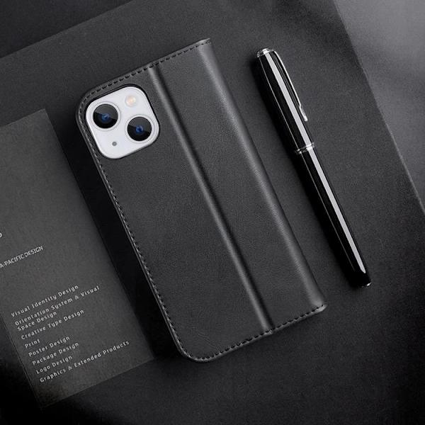 Dux Ducis iPhone 14 Plus Pungetui Ægte Læder Hivo Flip - S Black
