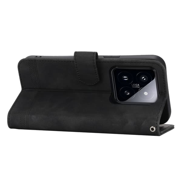 DIERFENG DF-03 Plånboksfodral för Xiaomi 14 Pro Konstläder- Svart