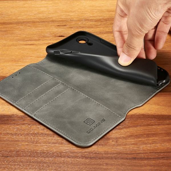 DG.MING Plånboksfodral Konstläder med Kortfack för iPhone XR - Grå