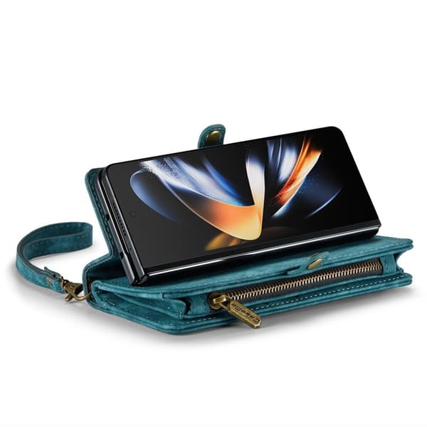 CASEME 008 Series Samsung Galaxy Z Fold4 Konstläder Plånboksfodral Blå