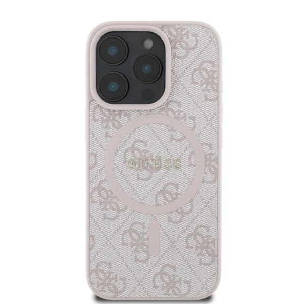 Guess telefontaske til iPhone 16 Pro Max Magsafe 4G Ring Klassisk logo Rosa