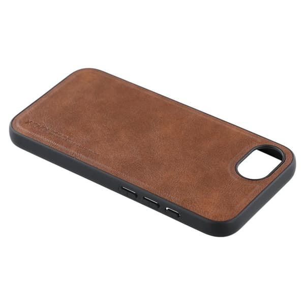 X-LEVEL Bojue-3 Mobilskal till iPhone 16e Läderbelagt PC+TPU Brun