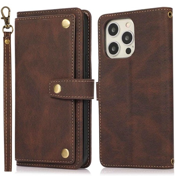 iPhone 14 Pro Plånboksfodral Flip - Coffee Brun