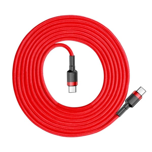 Baseus Cafule USB-C till USB-C kabel PD PD2.0 60W 2m Röd Red
