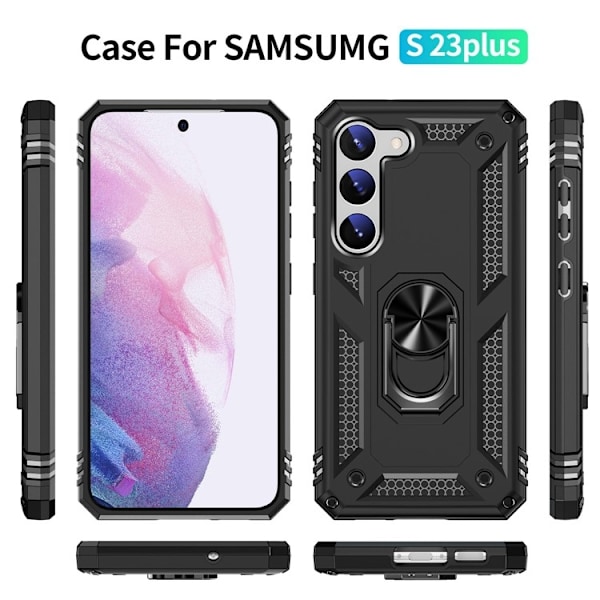 Galaxy S23 Plus Skal Ringhållare Kickstand - Svart Svart