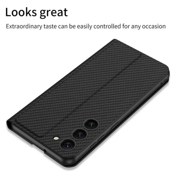 GKK Galaxy S23 Mobilcover Magnetisk PU-Læder - Carbon