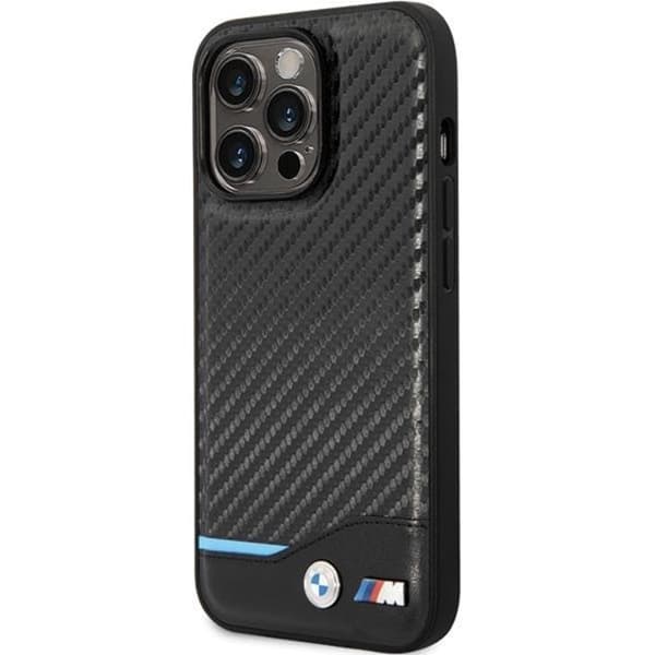 BMW Mobilskal till iPhone 13 Pro Max Läder Carbon - Svart Svart
