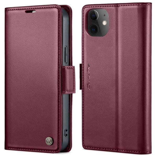 CASEME Plånboksfodral Konstläder för iPhone 12/12 Pro - Röd