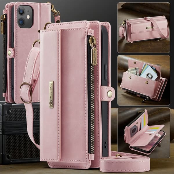 CASEME iPhone 12 mini Konstläder Plånboksfodral med RFID-Skydd - Rosa