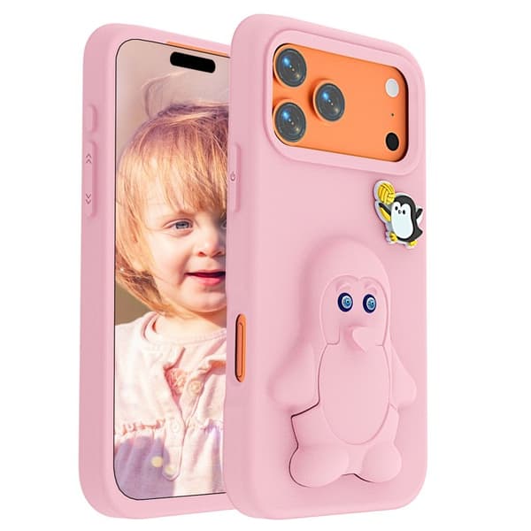Penguin Mobilskal till iPhone 17 Pro Max Kickstand Stöttålig EVA - Rosa