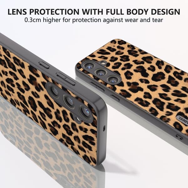 ABEEL Mobilskal till Samsung Galaxy S24 Läder Coated Leopard Champagne Guld