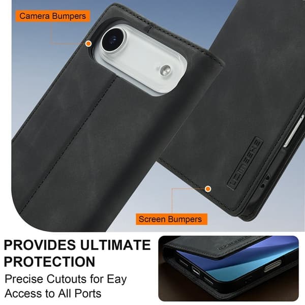 LC.IMEEKE iPhone Air Plånboksfodral Konstläder- Svart