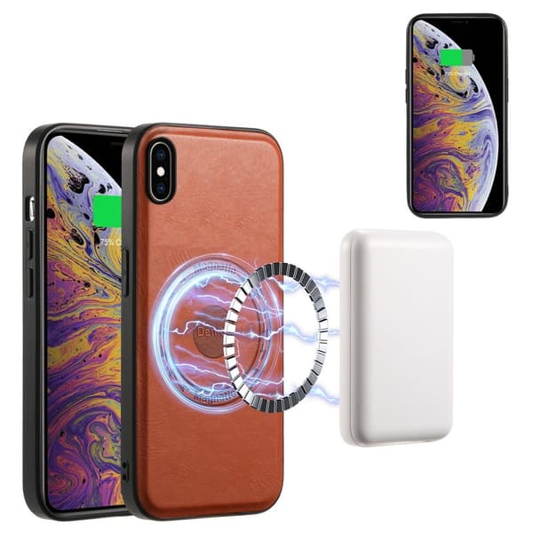 DENIOR Mobilskal till iPhone XS Max PU Läder Belagt PC+TPU Brun