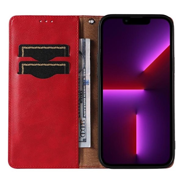 iPhone 12 Pro Max Plånboksfodral Magnet Strap - Röd