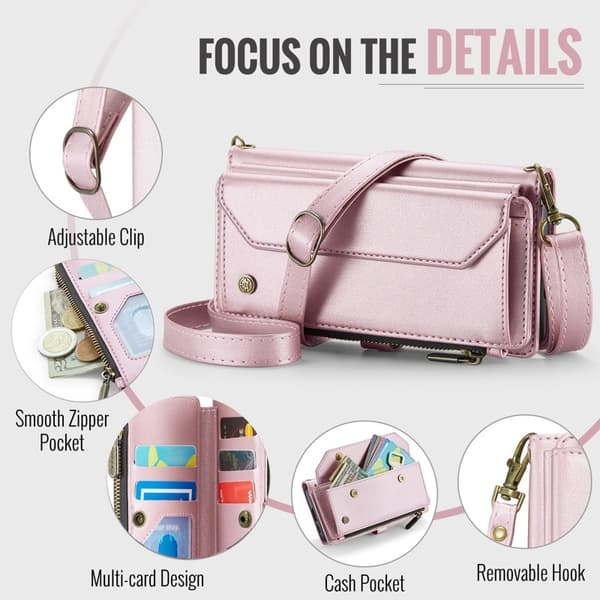 CASEME Plånboksfodral Konstläder för Samsung Galaxy S25 - Rosa