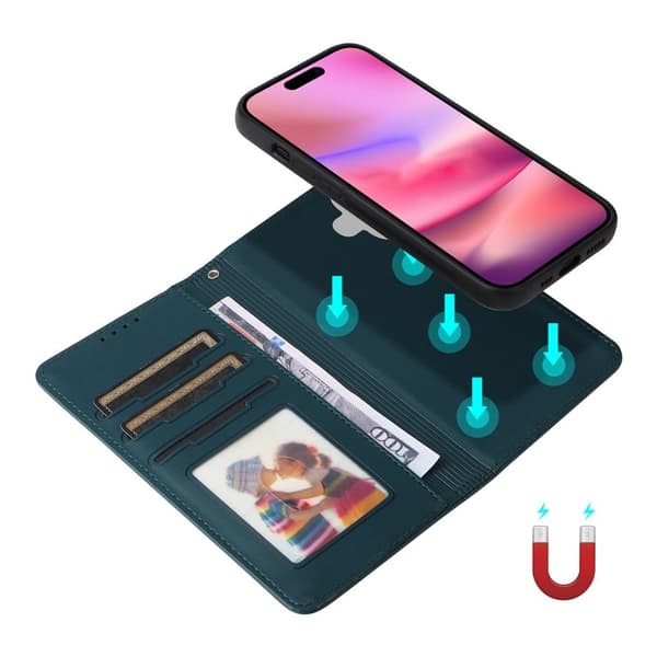 BETOPNICE iPhone 16 Plånboksfodral Magnetiskt Detachable Konstläder - Blå