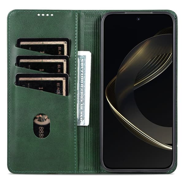AZNS Xiaomi 15 Plånboksfodral Konstläder - Grön