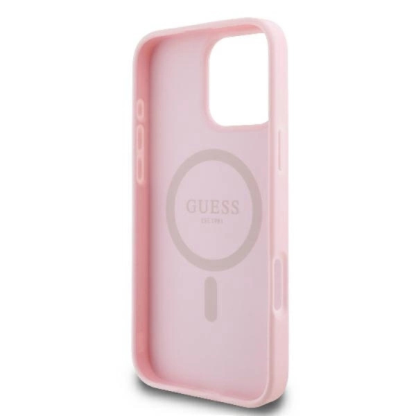 Guess Mobilskal till iPhone 16 Pro MagSafe Peony Script Logo - Rosa Rosa