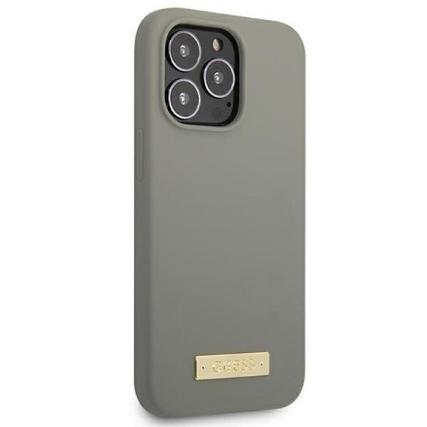 Guess iPhone 13 Pro Skal MagSafe Silicone Logo Plate - Grå