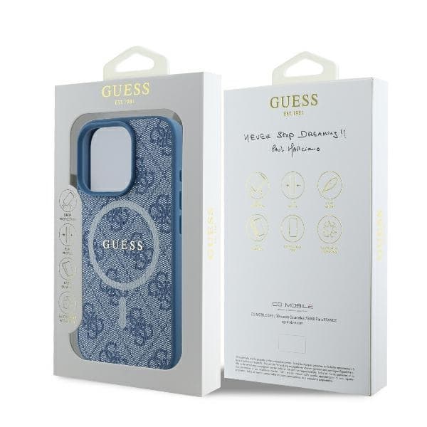 Guess Mobilskal till iPhone 16 Pro 6.3 MagSafe 4G Ring Classic Logo - Blå