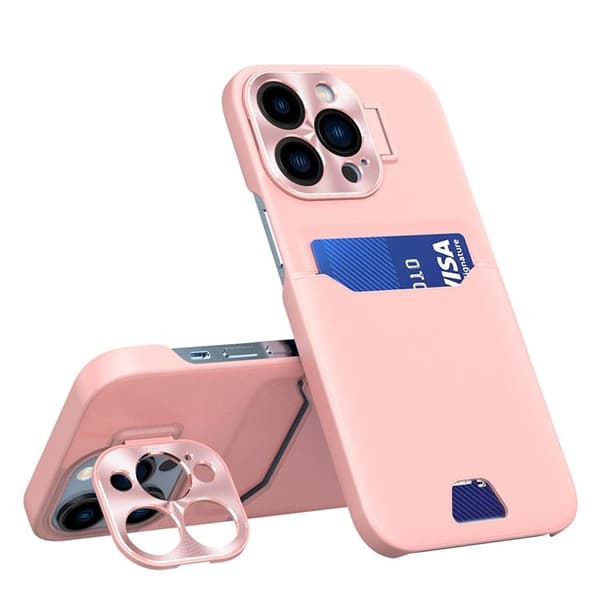 Mobilskal till Galaxy S23 Plus Korthållare Läder Kickstand - Rosa