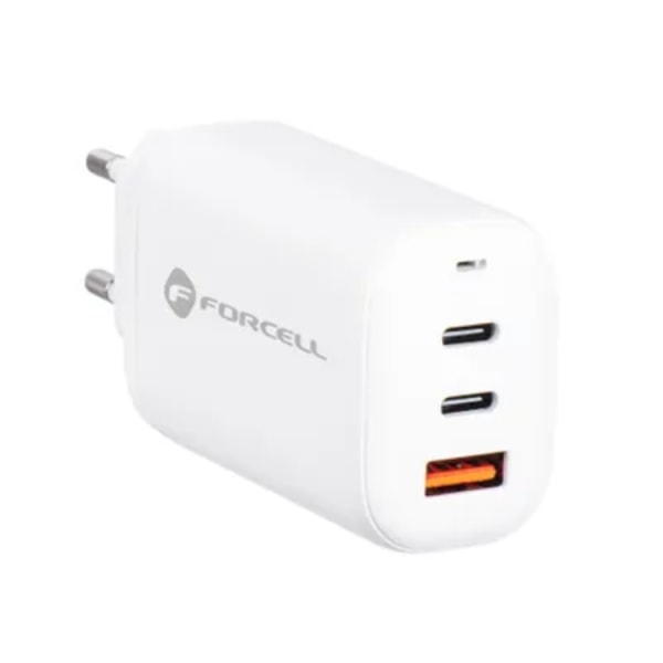 Forcell Wall oplader 2x USB-C/USB-A 65W - Hvid