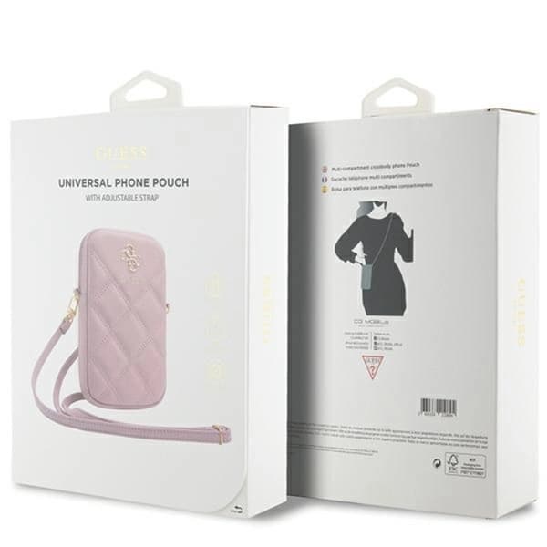 Guess Mobilväska Zip Quilted 4G - Rosa Rosa