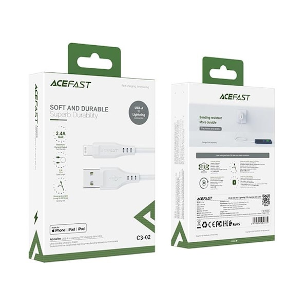 Acefast USB-A till Lightning kabel 1.2m - Vit