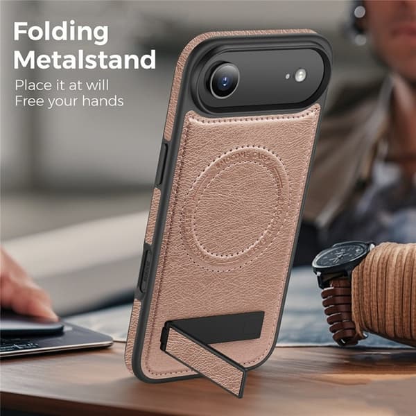 Mobilskal till iPhone Air MagSafe Kickstand Läder - Roséguld Roséguld