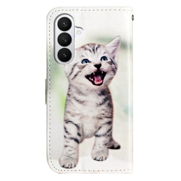 Samsung Galaxy A57 Plånboksfodral Konstläder Tryckt Mönster - Katt