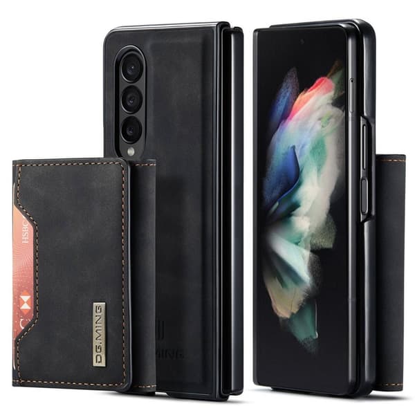 DG.MING Konstläder Plånboksfodral för Samsung Galaxy Z Fold3 5G - Svart