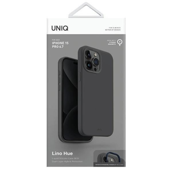 Uniq iPhone 15 Pro Max Mobilskal Magsafe Lino Hue - Charcoal Grå