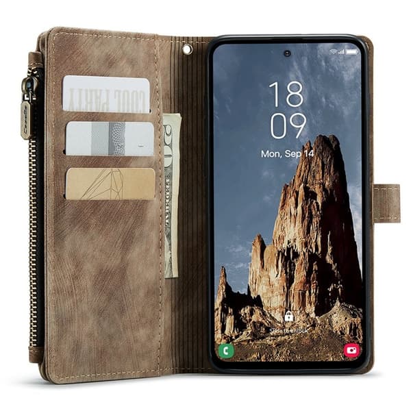 CASEME Konstläder Plånboksfodral för Samsung Galaxy A35 5G - Brun
