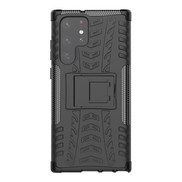 Tire Texture Kickstand Cover Galaxy S22 Ultra 5G - Sort Black