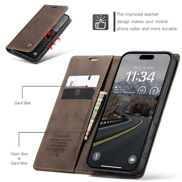 CASEME 013 iPhone Air Plånboksfodral Konstläder - Kaffe