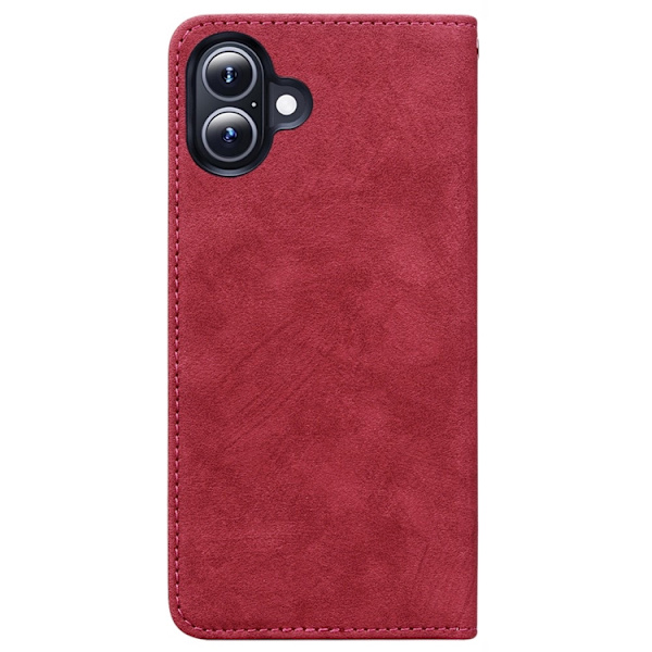 iPhone 17 Konstläder Plånboksfodral med Rem Lines Pattern - Röd Röd