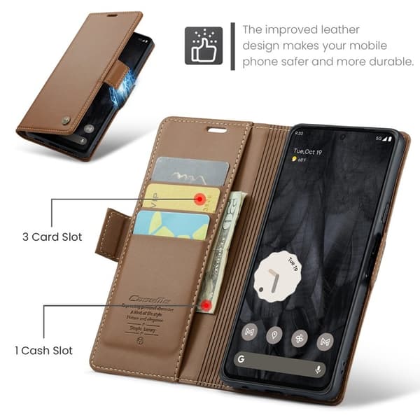 CASEME Plånboksfodral Konstläder till Google Pixel 8 Pro - Brun