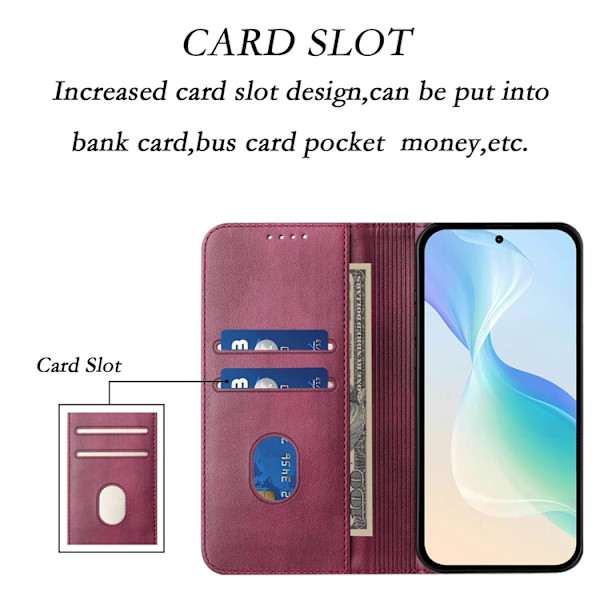 OnePlus 15 Plånboksfodral Retro RFID-Skydd Konstläder Vinröd