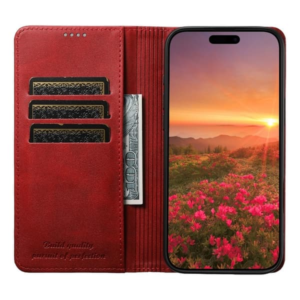 SUTENI iPhone 17 Pro Plånboksfodral Konstläder - Röd Röd